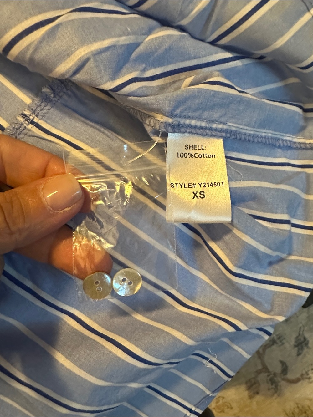 Tuckernuck Pomander Place Shades of Blue Tiered Striped Shirt Dress XS - Picture 6 of 6